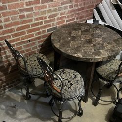 Stone Kitchenette Table With 3 Chairs