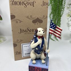 J6 Jim Shore Heartwood Creek – “I Pledge My Heart” Patriotic Dog Figurine – 6.5” – With Box