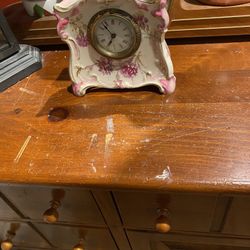 Beautiful Small Porcelain Antique Ansonia Wind Up Mantle Clock