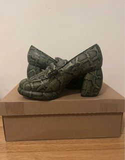 Snake Print Heeled Loafers