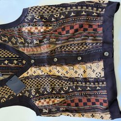 Brown Knit Cardigan Sweater Vest