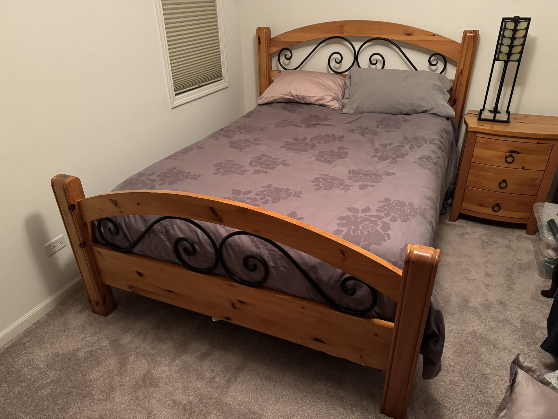 Queen Bed, Dresser, Nightstand, and Mirror