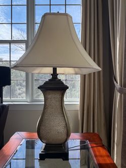 Crackle Finish Table Lamp with Cream Shade