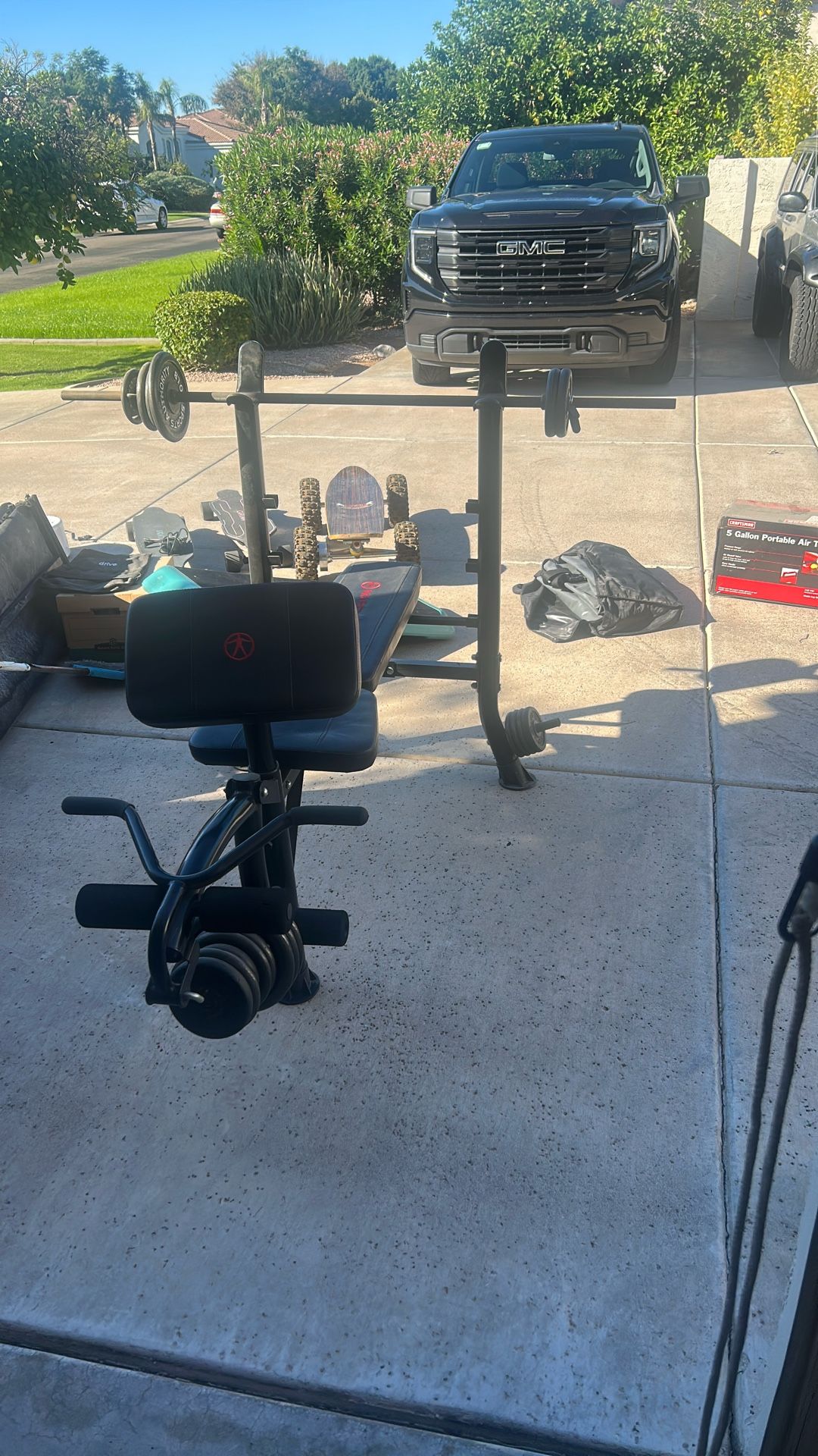 Marcy Club Workout Bench With Weights Bar Etc