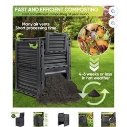 80 Gal Compost Bin Fertilizer Tumbler Container, Black