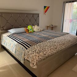 Bed With Mattress, Nighttable, Desk And Drawer Dresser