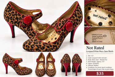 Not Rated Leopard Print Mary Jane Heels Size 8.5