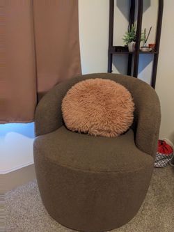 Light Brown Fabric Arm Chair with Swivel