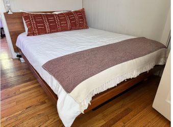 QUEEN BED FRAME with WOOD HEADBOARD