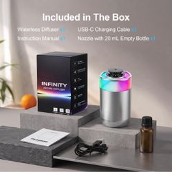 Portable Waterless Essential Oil Diffuser for Car, Truck, SUV & Home, USB-C Rechargeable