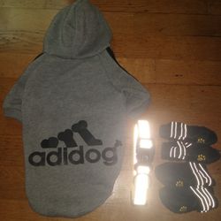 Medium Dog Trail Shoes, Collar, and Hoodie