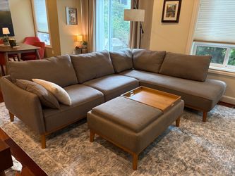Mid-Century Modern Sectional and Ottoman