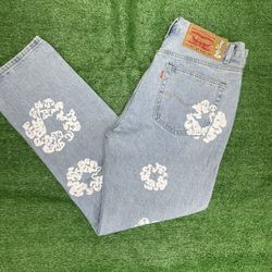 Denim Tear X Levi Light Blue Jeans 