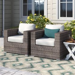 Hulda Grade Club Fully Assembled Patio Chair with Sunbrella Cushions (Set of 2)