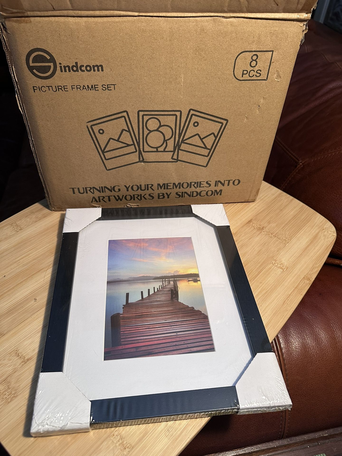 New 100% Solid Wood 8x10 Picture Frame Set of 8; Black Frame Display Photo 5x7 w/Mat or 8 x 10 without Mat; 8 Pack, Black