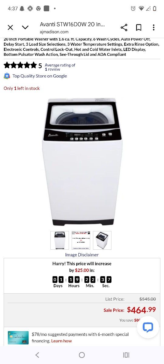 Haier Portable Washer The Price Brand New Is $500 So 100 Is Fair Enough 