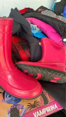Pink girl rain boots