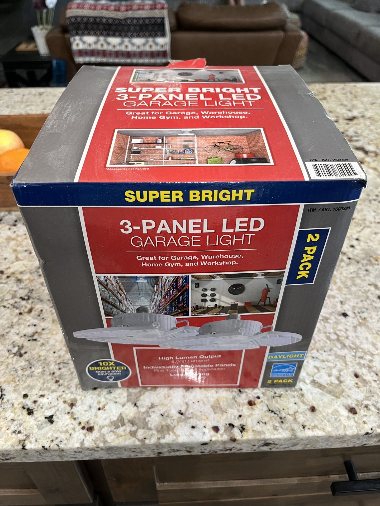 2 Pack of 3 Panel LED Garage Lights