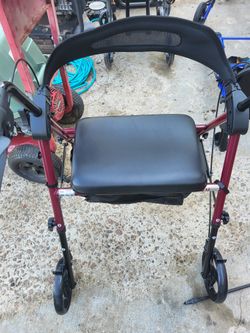 Adult Walker 4 Wheels With Seat Brakes Storage Bag