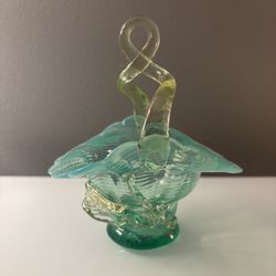 Beautiful Hand-Blown Glass Basket