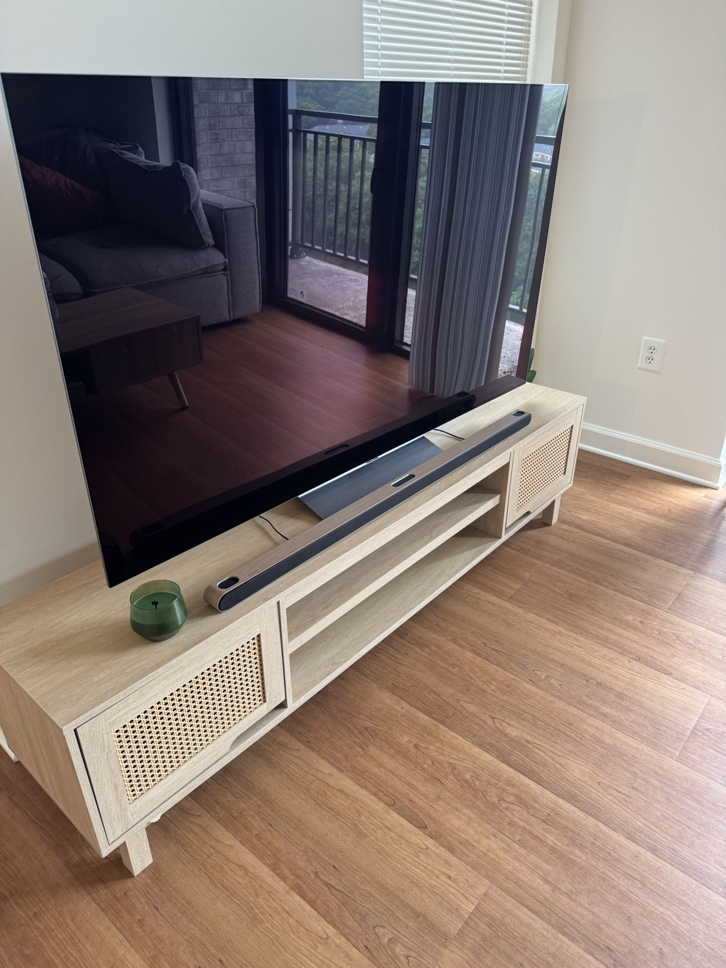 LG 65 Inch OLED C3 Series 4K UHD With Samsung Sound Bar W/Dolby Atmos And Tv Stand