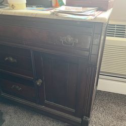 Antique Wheeled dresser With marble Top