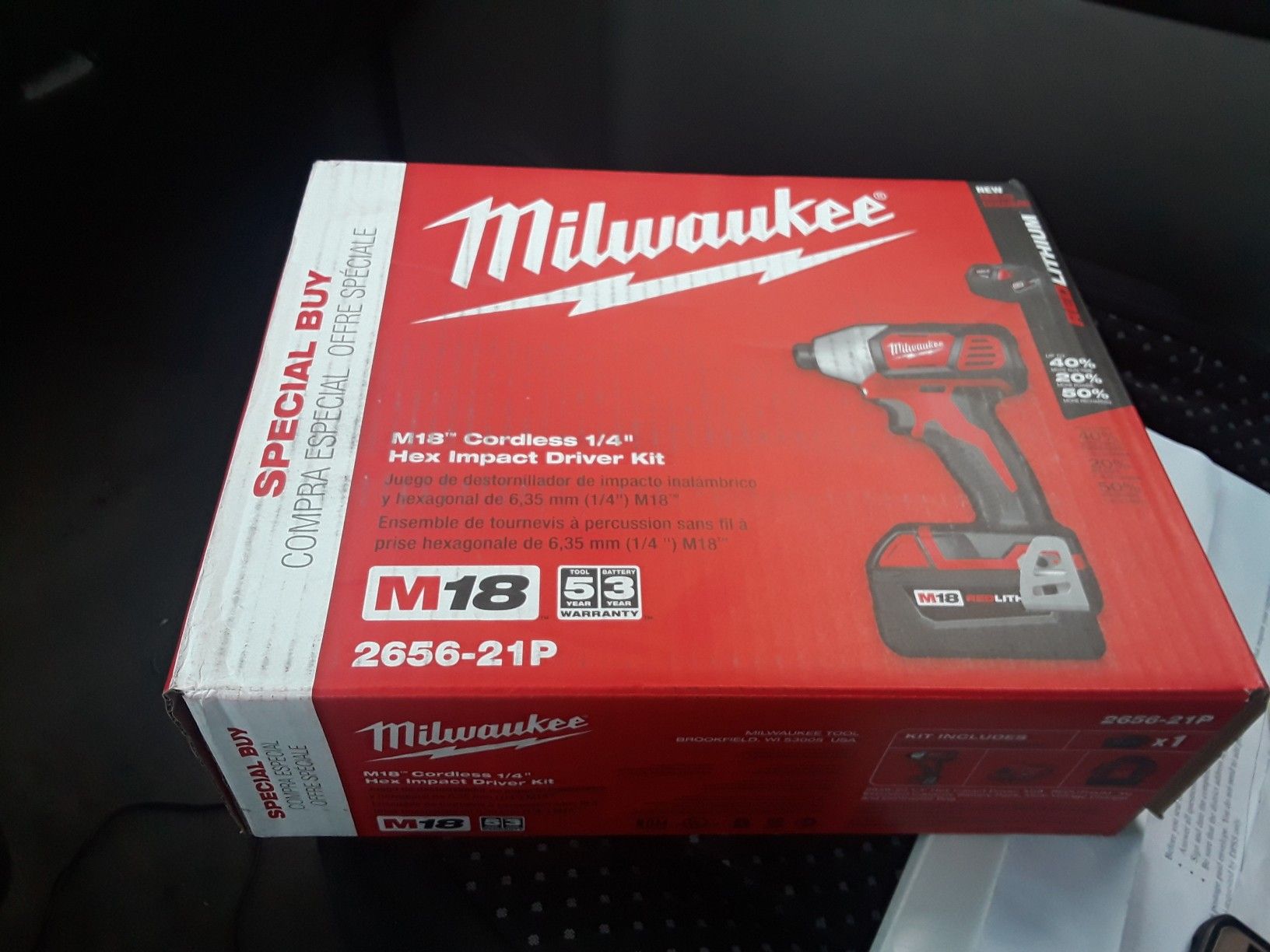 New Milwaukee 2656-21P M18 1/4 in. Hex Imp Driver 1 Battery XC Kit