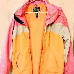 LL Bean Kids' Down Jacket Three in One Fleece Lined Colorblock Multicolor Size XL 18
