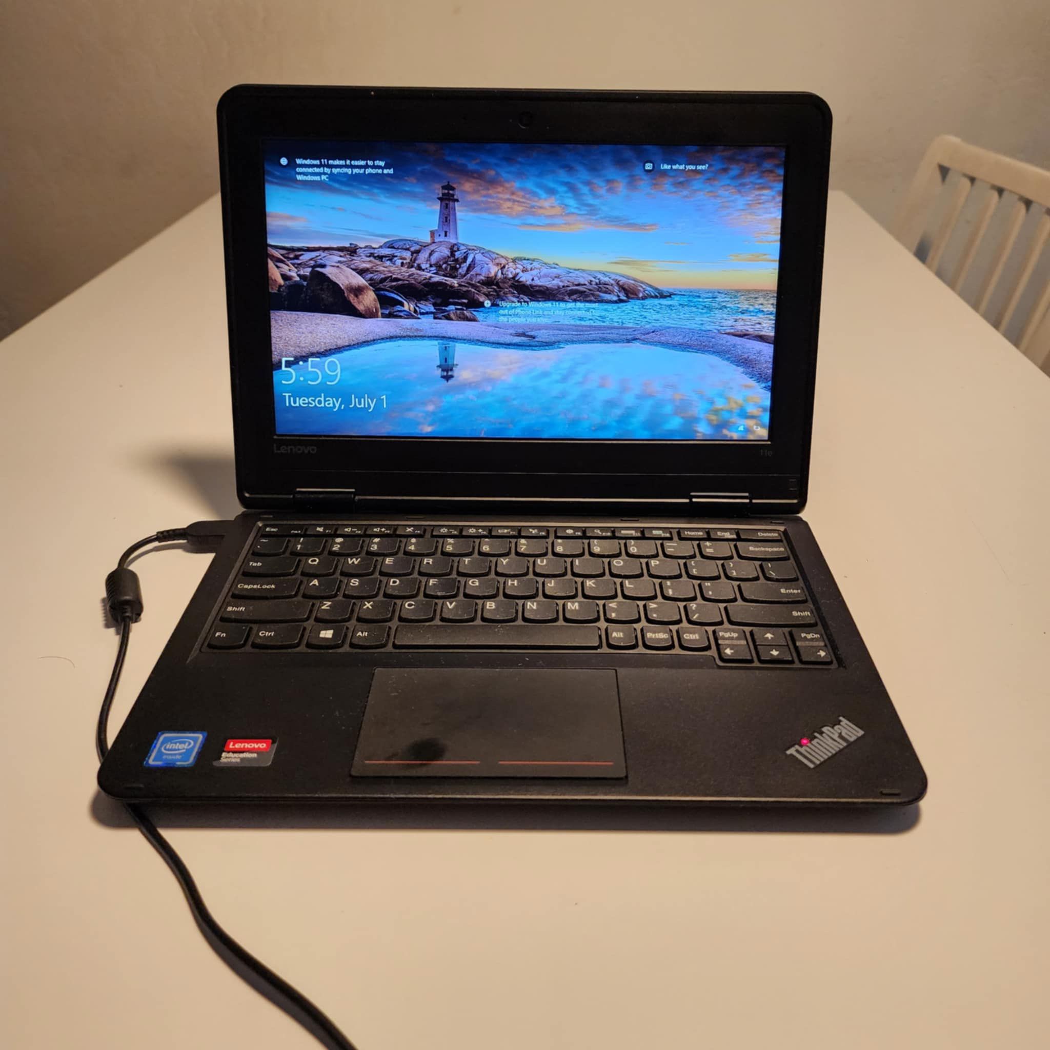Lenovo ThinkPad 11E (3rd Gen) 11.6" Laptop Computer. **BATTERY doesn't WORKS** Intel Celeron N3160 4GB 128GB Windows 10 Pro. Microsoft office installe