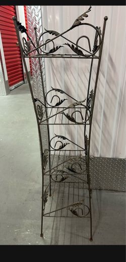 4 Tier French antique mid century iron rack plant stand