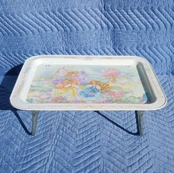Vintage 1987 Lady Lovely Locks Metal Folding TV Tray