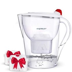 Pure Water Pitcher with Filter 10 Cups – Incl. 3 x 60-Day Water Filter Cartridges Reduces Lead, Fluoride, Chlorine and More