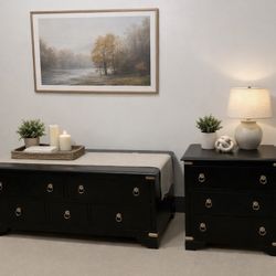Black Storage Chest + Nightstand (Hidden Compartment)