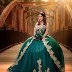 Vestido Verde Esmeralda Quinceañera 
