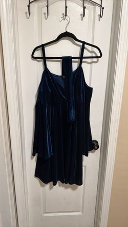 Blue Velvet Cold Shoulder Mini Dress