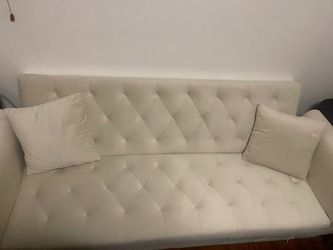 Cream Convertible Futon Sofa