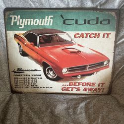 Plymouth metal sign