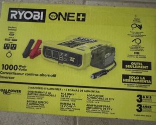 Ryobi One+ RYi1030A 1000 Watt Power Inverter (Tool-Only), 18V Battery Or 12V DC