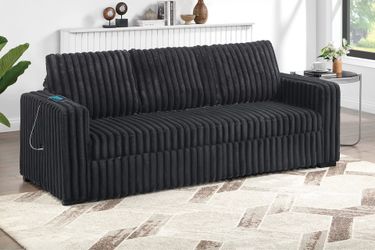 Convertible sofa bed fur like black