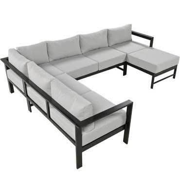 New Assembled Modular U-Shaped Outdoor Sofa Set with Thick Cushions and Aluminum Frame Outdoor Patio