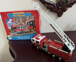 Puzzle Set(floor Size) With The Fire Truck