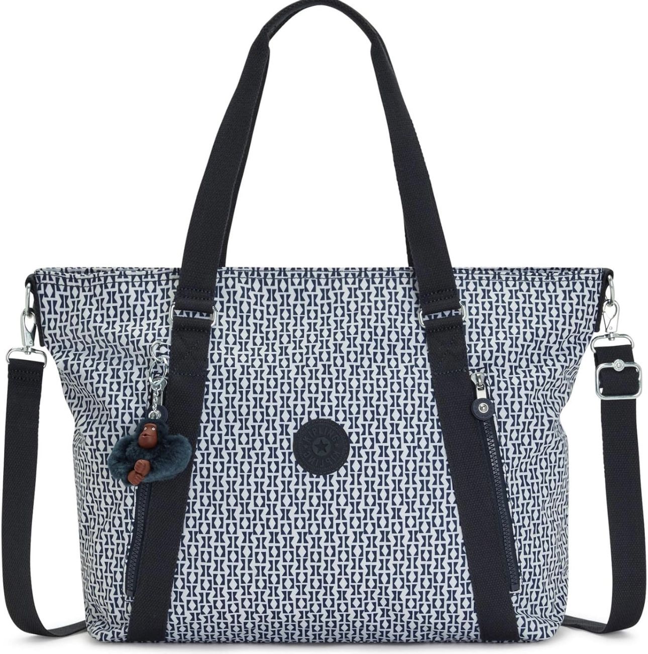 Kipling Skyler Large Artisanal Tote Bag. NWT. Stylish Tote Bag with monkey charm