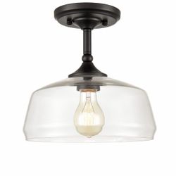 DIRYZON Industrial Semi Flush Mount Ceiling Light Black Hallway Light Fixture