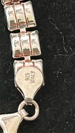 Italian 925 Sterling Silver Ribbed Link Bracelet - 8.9g.