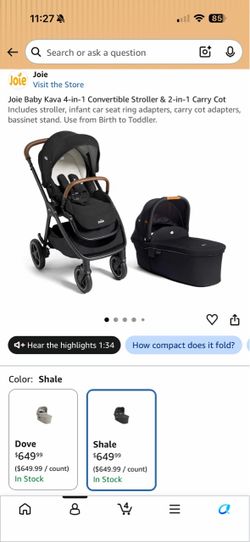 Joie Baby Kava 4-in-1 Stroller & basinette