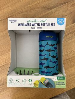 Bentgo Kids Stainless Steel Water Bottle, Leak-Proof, 14 oz, Bite & Sip