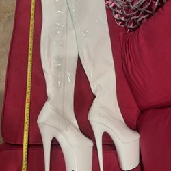 White Pleaser Thigh High Boots 