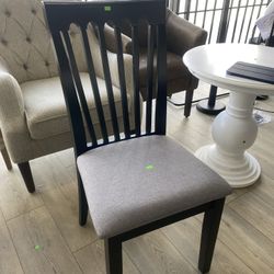 Bowery Hill Espresso and Gray Upholstered Dining Chair