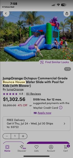 Bounce house with waterslide