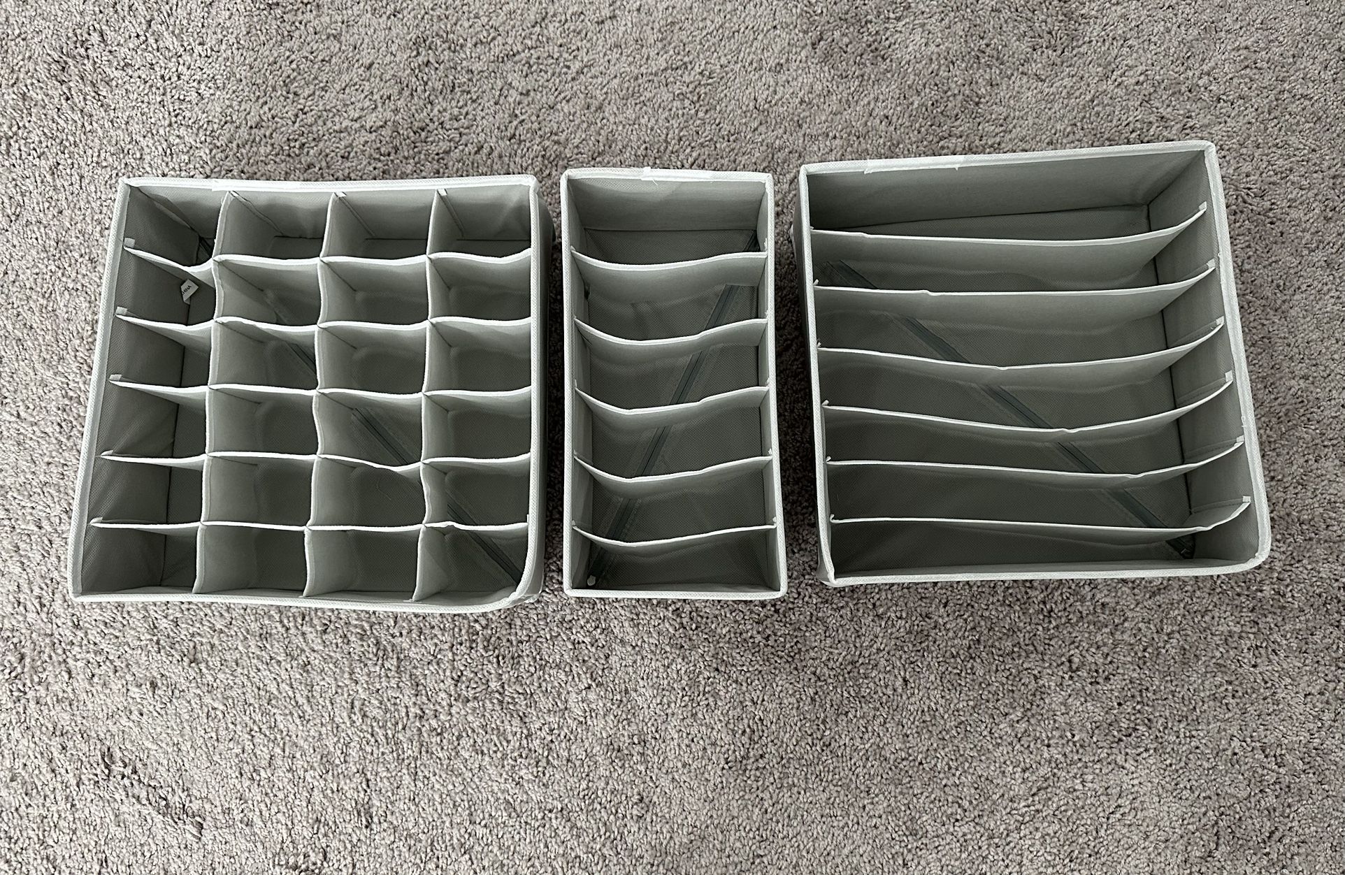 3 Piece Grey Fabric Drawer Organizers